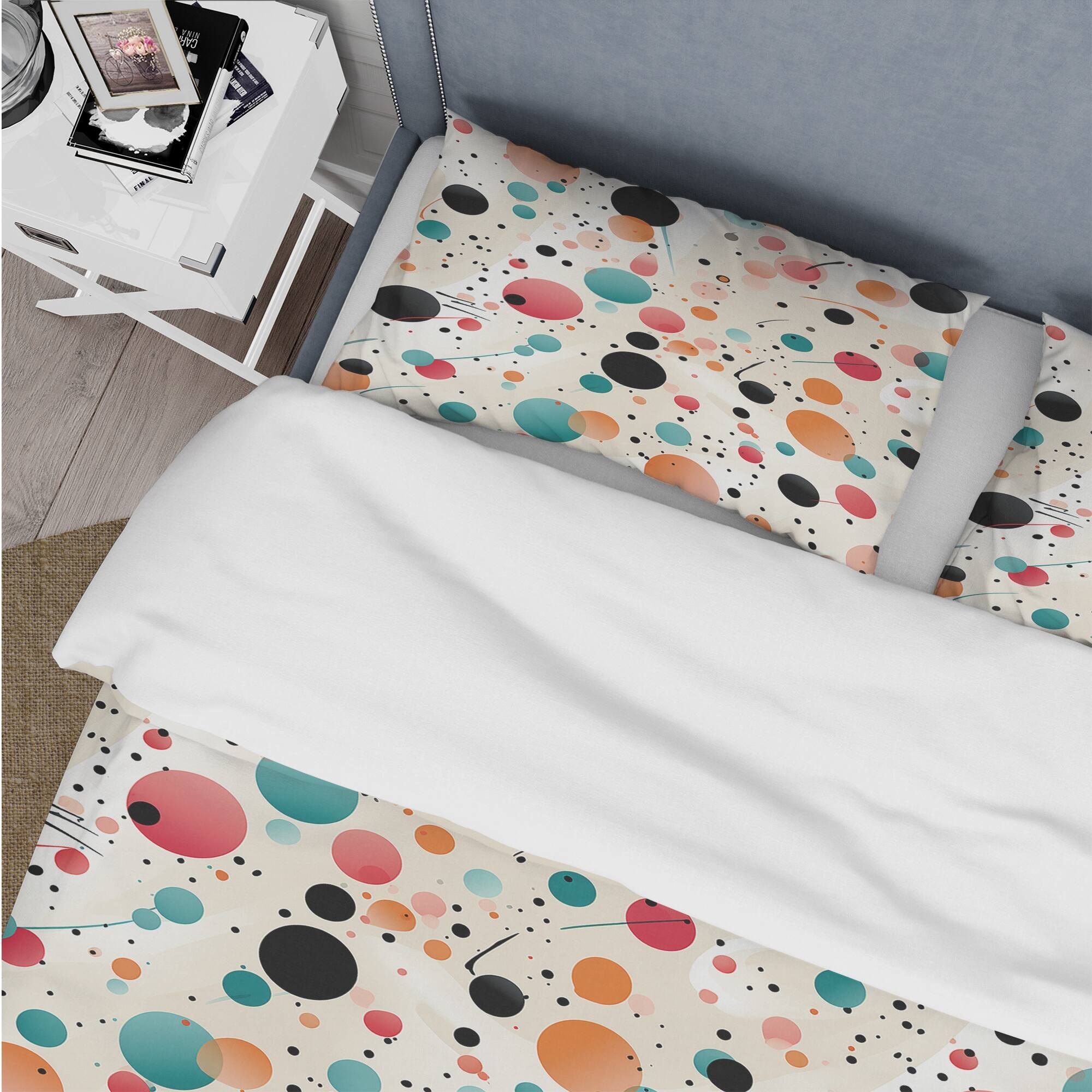Designart "Urban Chic Polka Dots Pattern II" Black Modern Bedding Cover